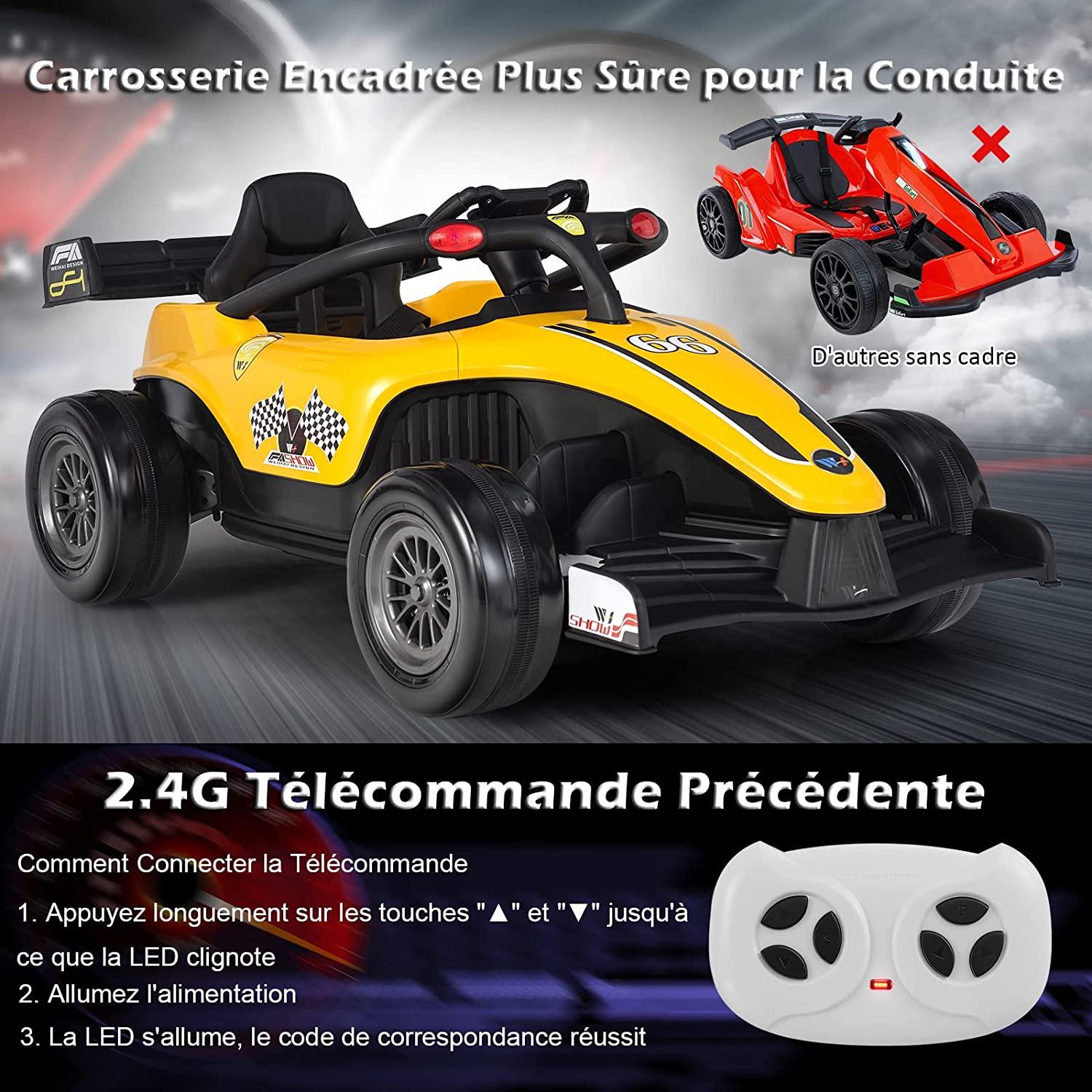 Costway Voiture Lectrique V Pour Enfants F Racing Km H