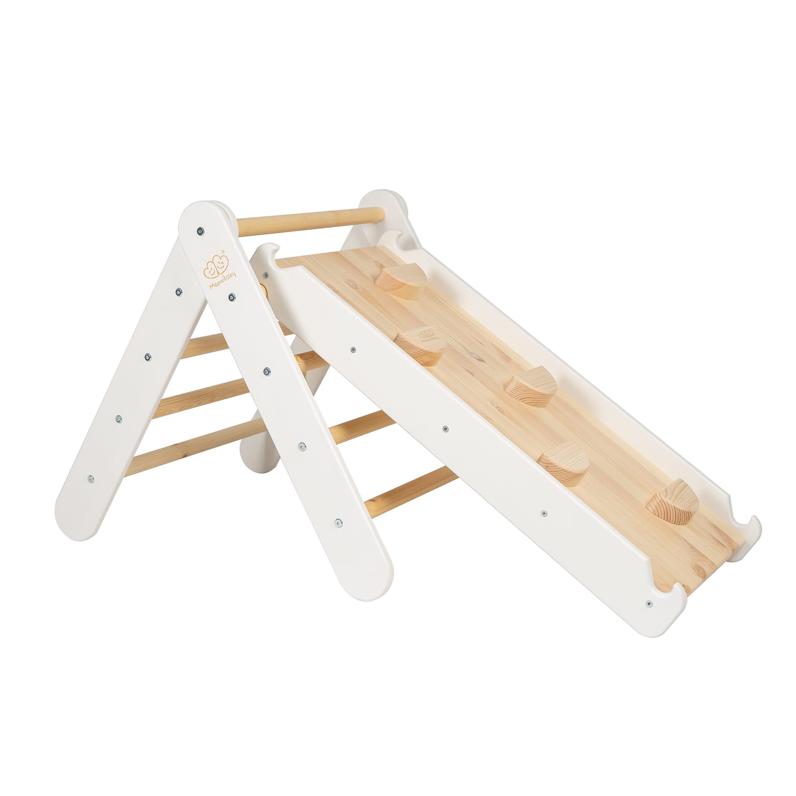 Triangle D escalade Avec Toboggan Pour Enfants Montessori Blanc à