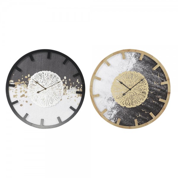 Horloge Murale Dkd Home Decor Noir Fer Dor Argent Bois Mdf Pcs