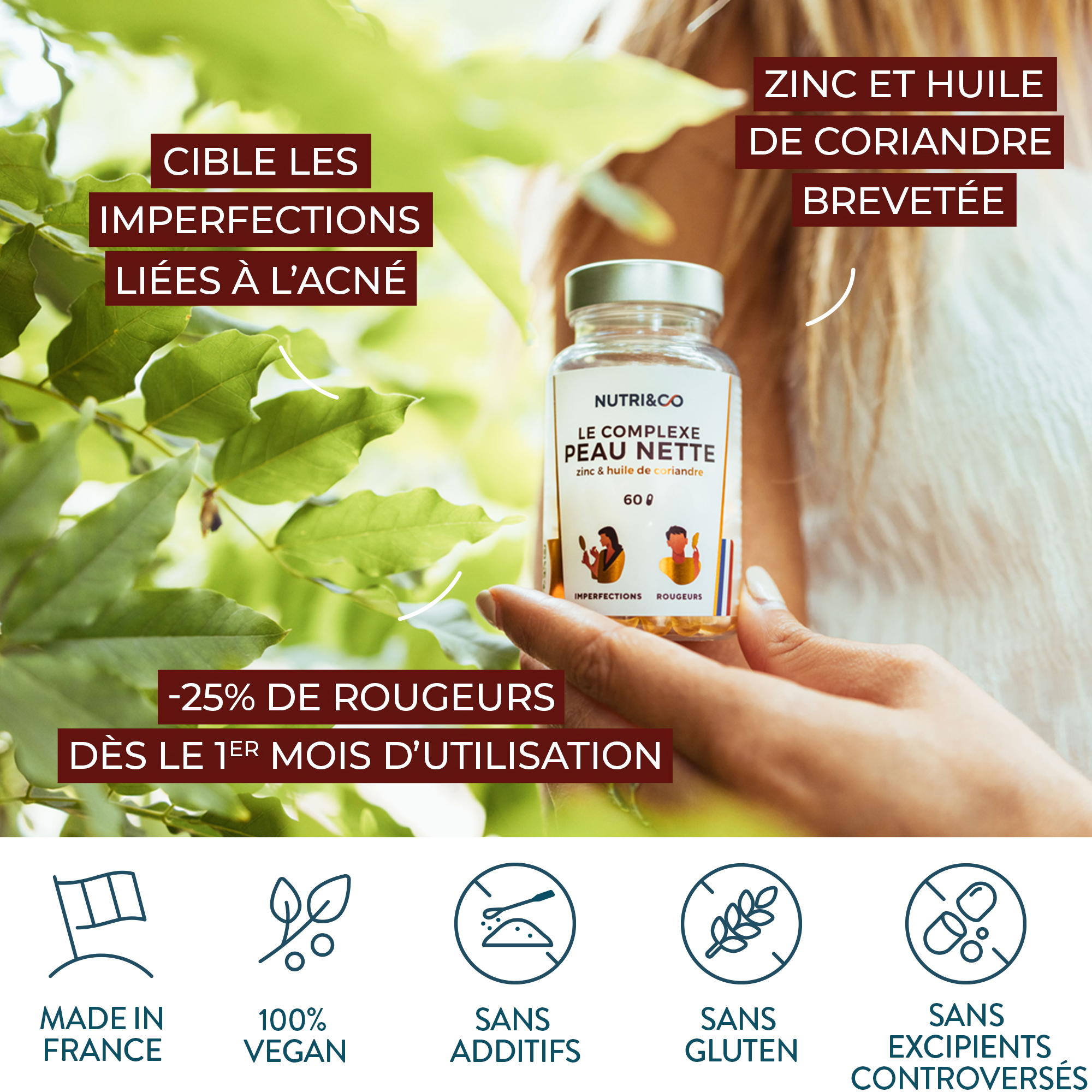 Complexe Peau Nette Imperfections Acn Antioxydant Zinc Huile De