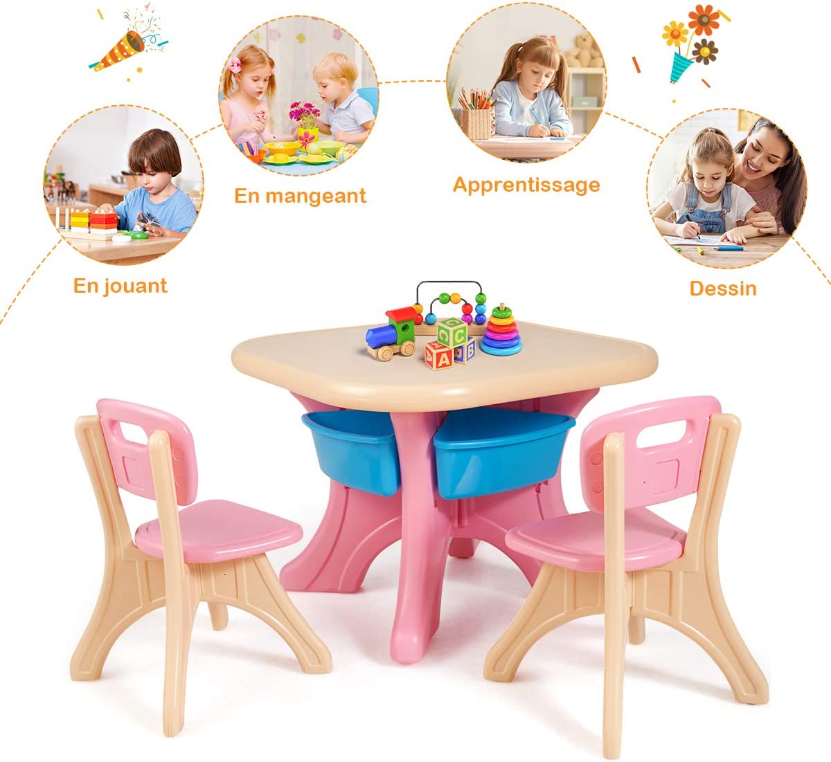 Costway Ensemble Table Et Chaises Pour Enfant Inclus 1 Table Et 2