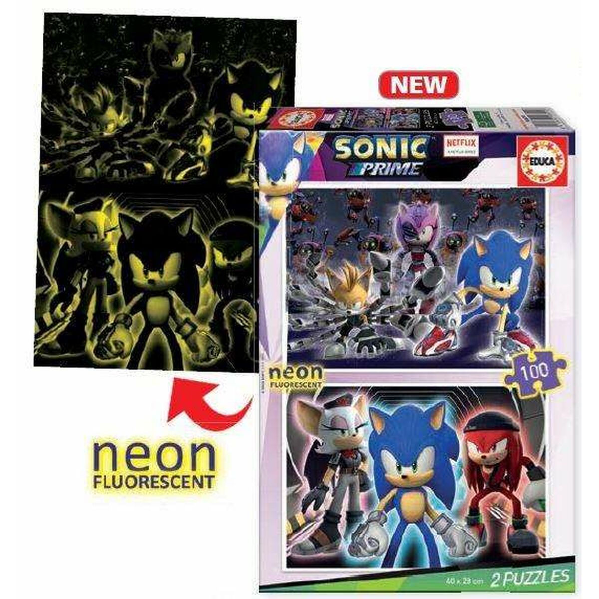 Set De 2 Puzzles Educa Neon Sonic 100 Pièces à Prix Carrefour