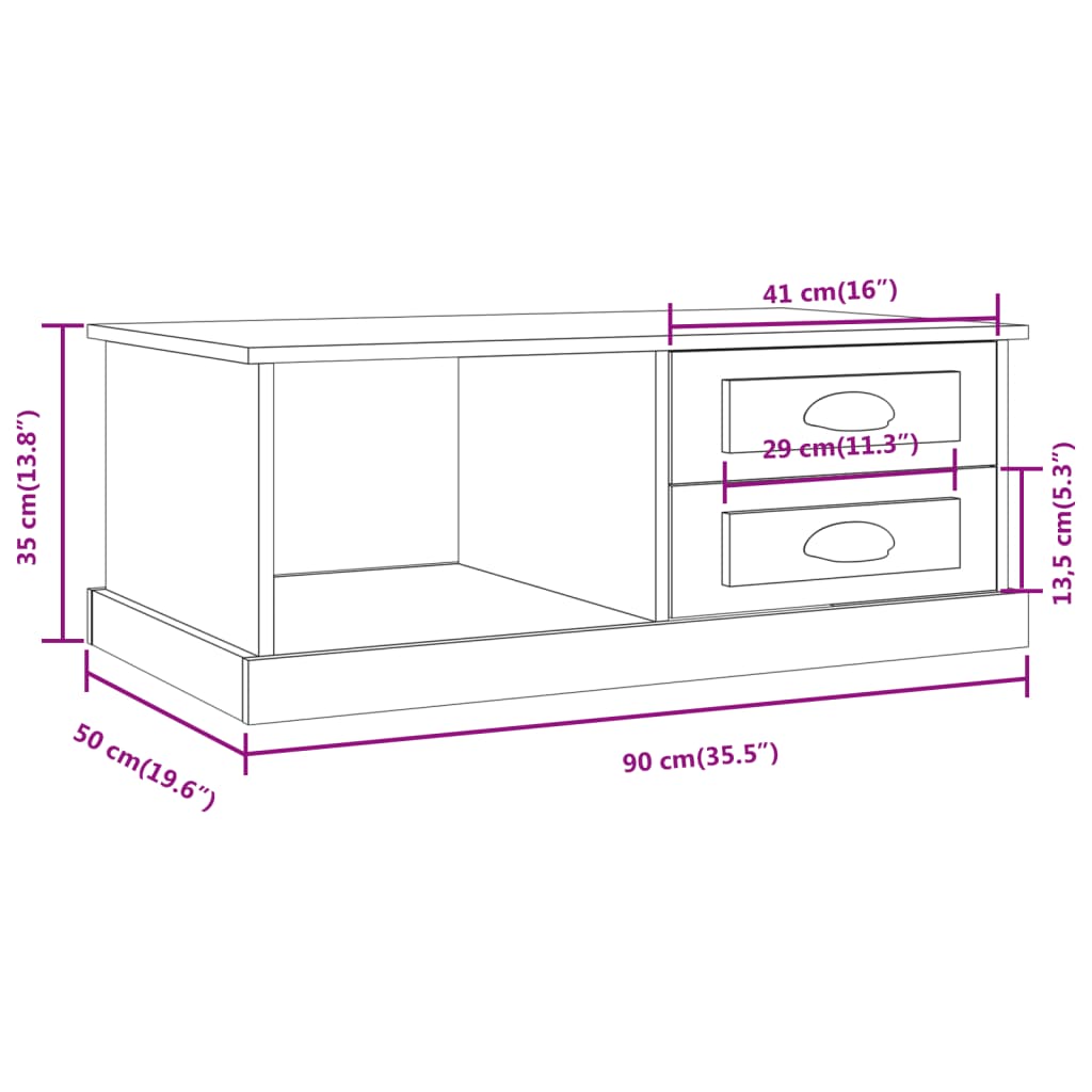 Table Basse Sonoma Gris X X Cm Bois D Ing Nierie Vidaxl Prix