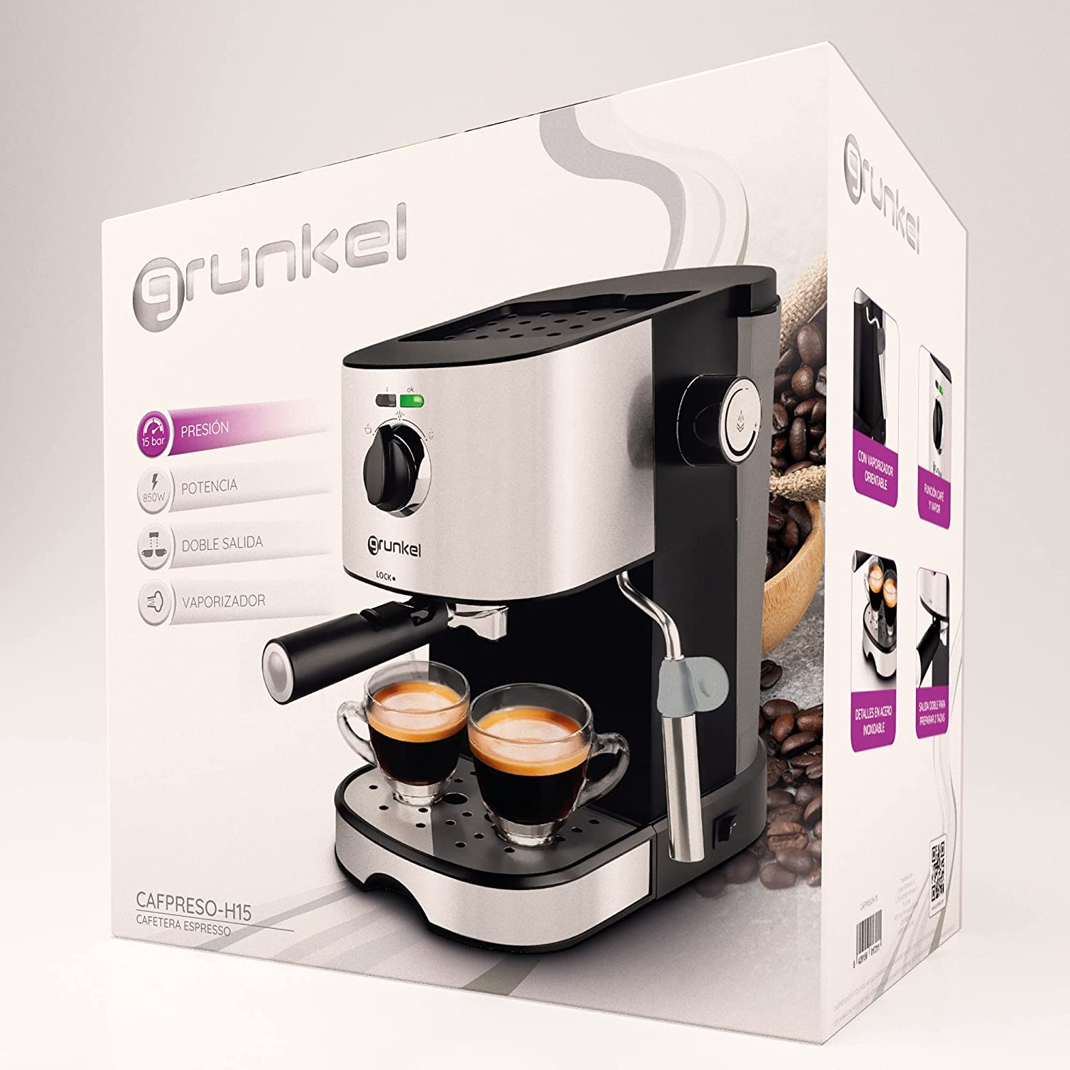 Grunkel Cafpresoh 15 Cafetière Espresso 15 Barres à Prix Carrefour