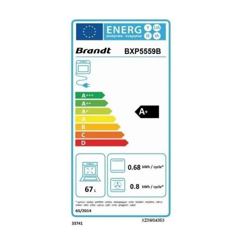 Four Encastrable Pyrolyse Brandt Bxp5559b Noir Multifonction