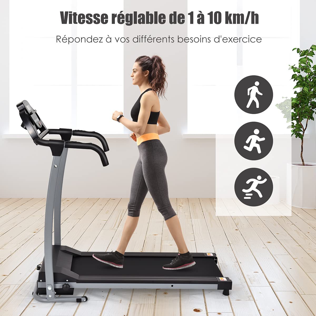 Costway Tapis De Course Marche Pliable Electrique 500w 12 Programmes