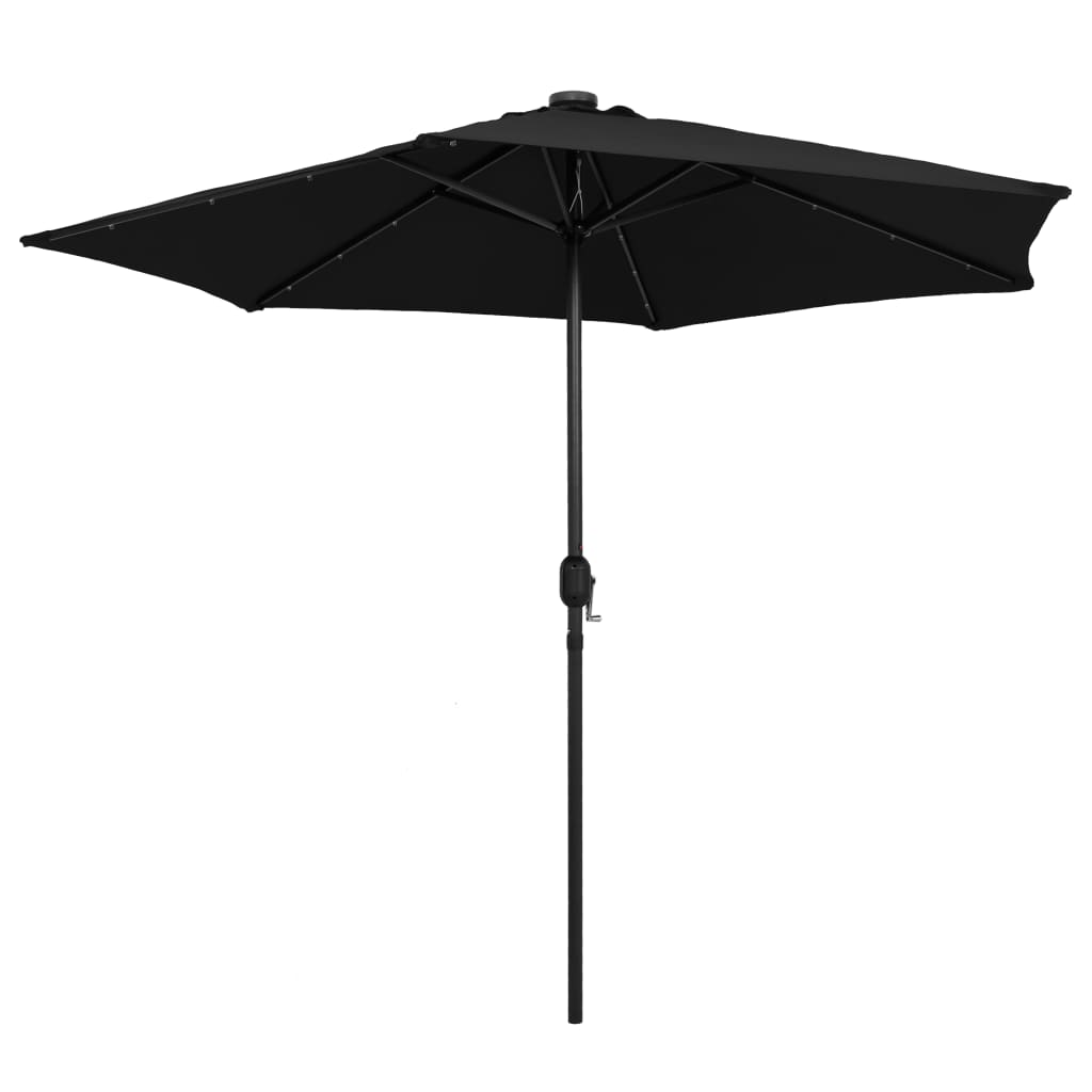 Parasol Avec Led Et Mât En Aluminium 270 Cm Noir 02 0008077 à Prix