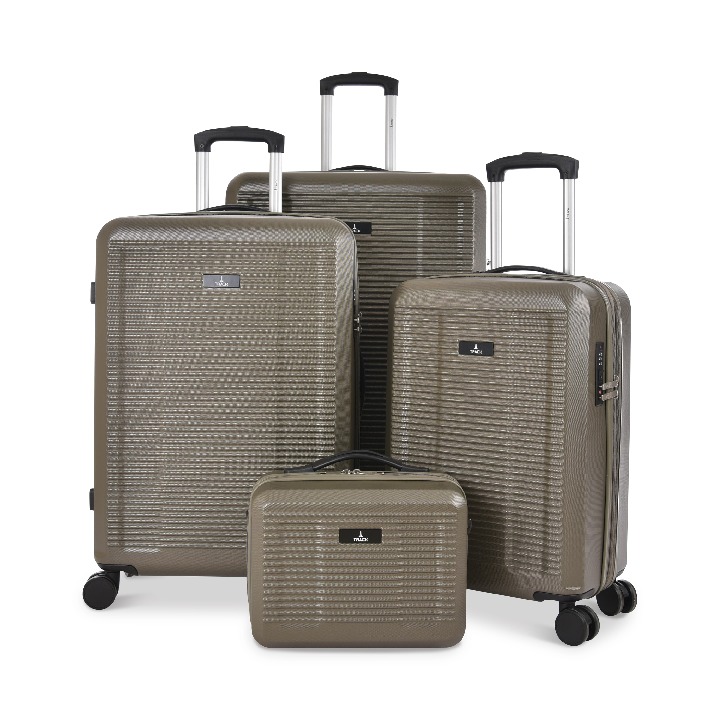 Track Luggage Set (16"/20"/24"/28"),4 Pieces,Grey