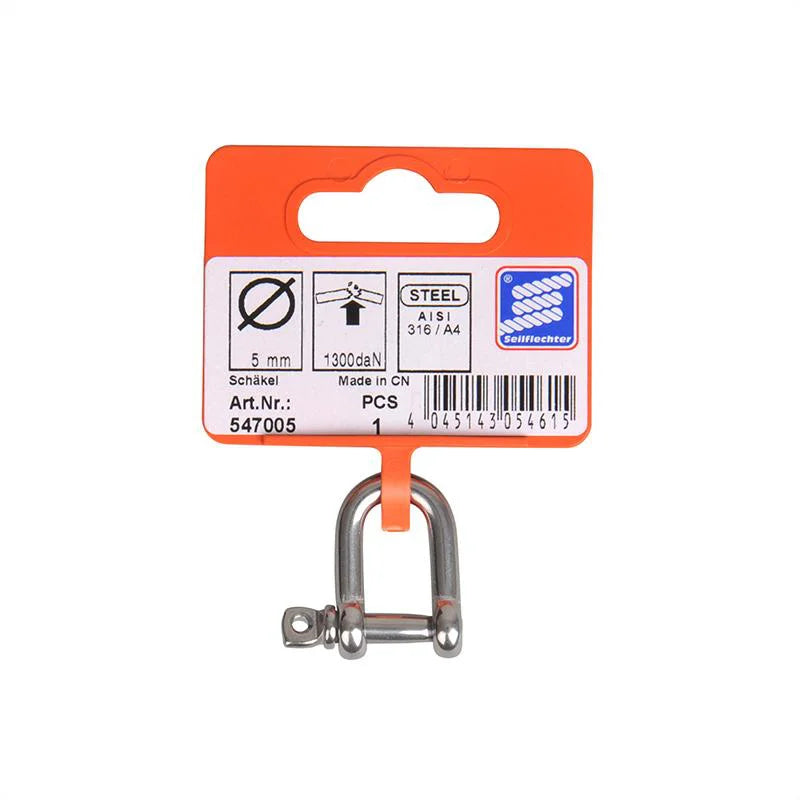 D-manille 5mm, A4 Rvs Aisi 316, 1.3 Dan