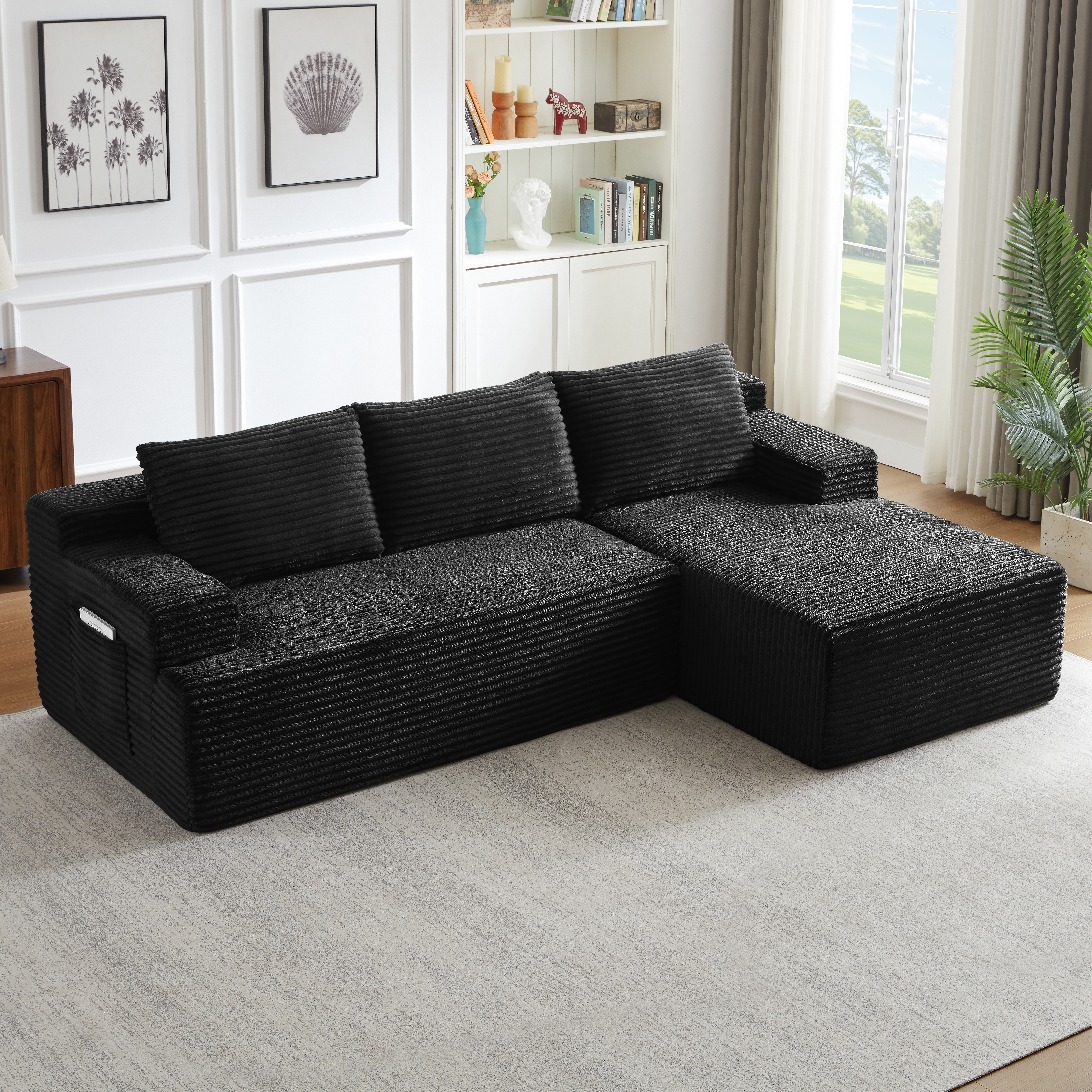Canapé d'angle modulable noir - vue principale