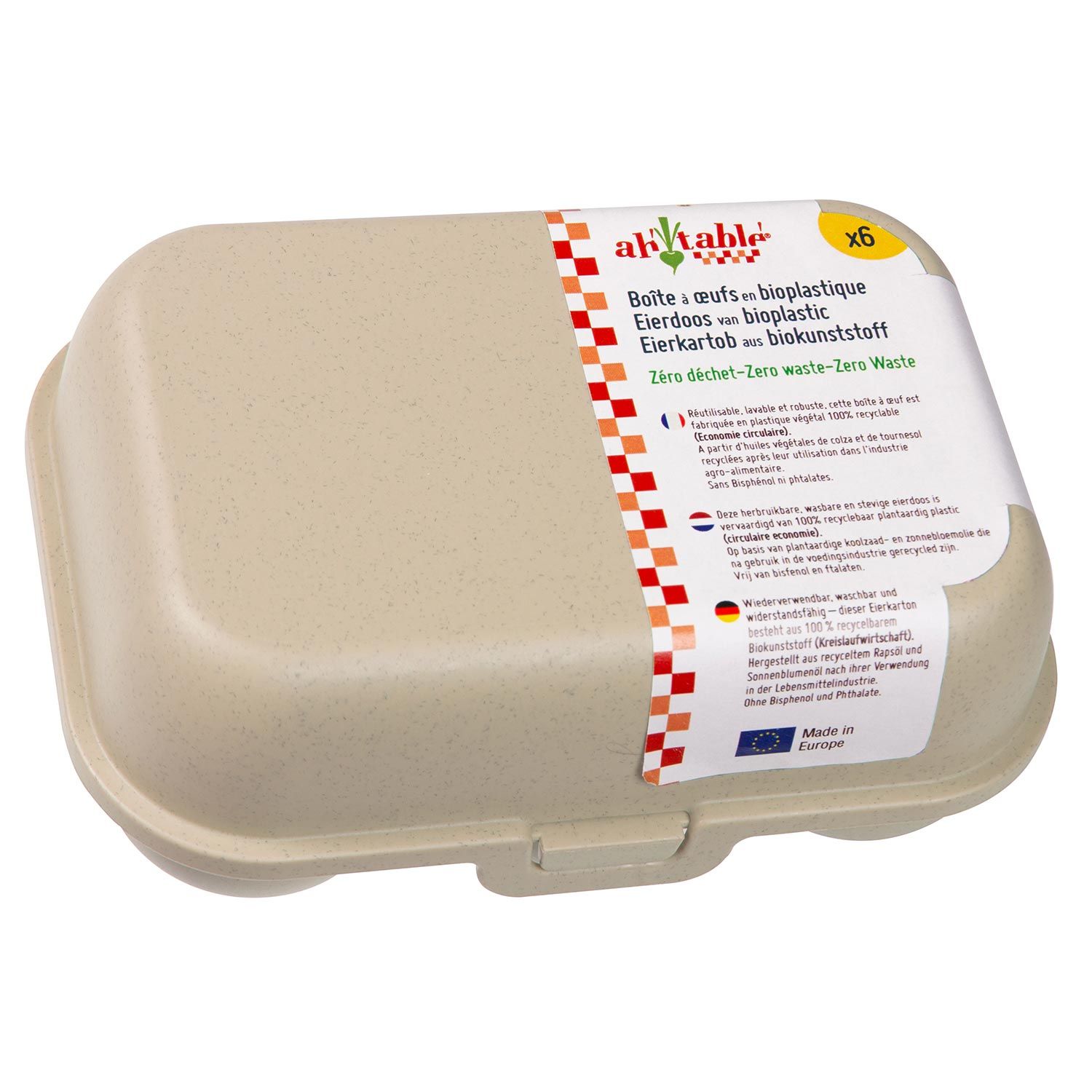 Boîte 6 Oeufs Bioplastique Beige