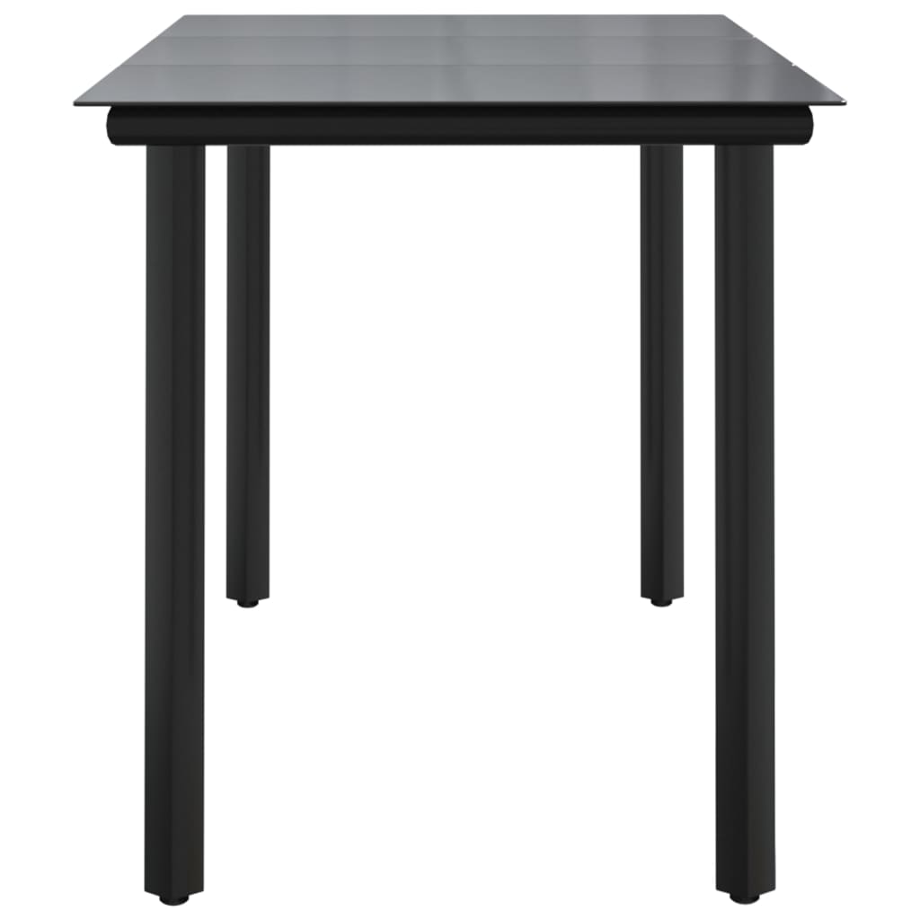 Table À Dîner De Jardin Noir 200x100x74cm Acier Et Verre Trempé