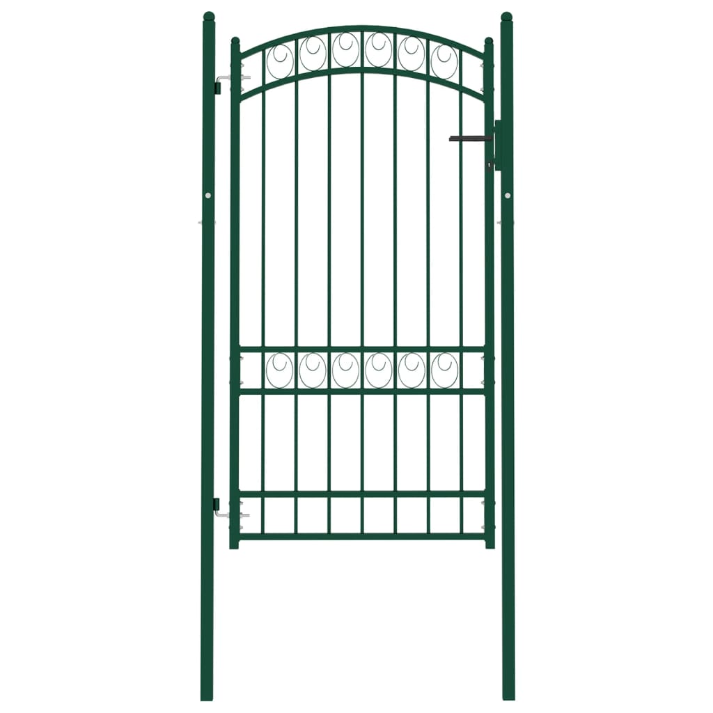 Portail De Clôture Avec Dessus Arqué Acier 100x175 Cm Vert