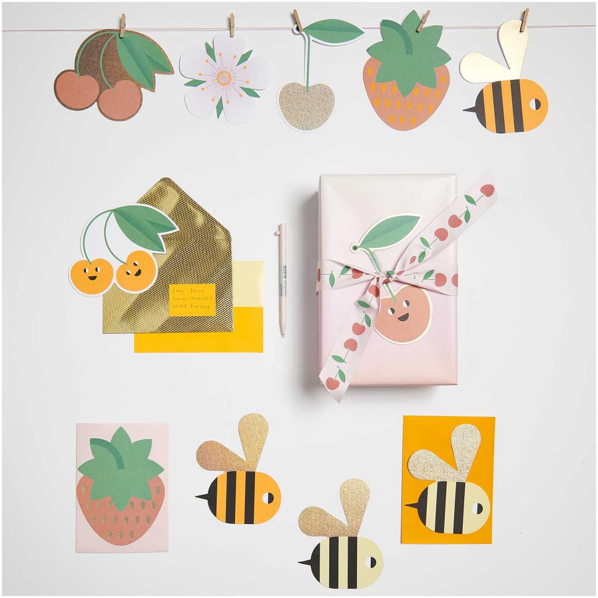 Set De Cartes Et Enveloppes - Just Bees Fruits Et Flowers
