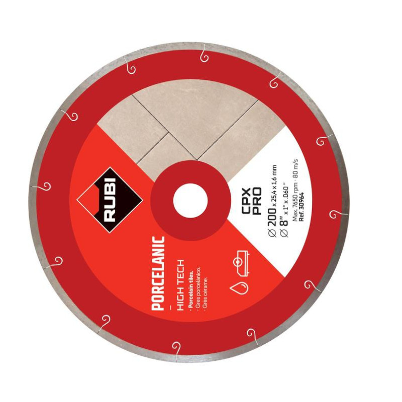 Disque Diamant Pour Grès Porcelaine J-slot 200 X 25,4 X 1,6mm Cpx-200 Pro Rubi