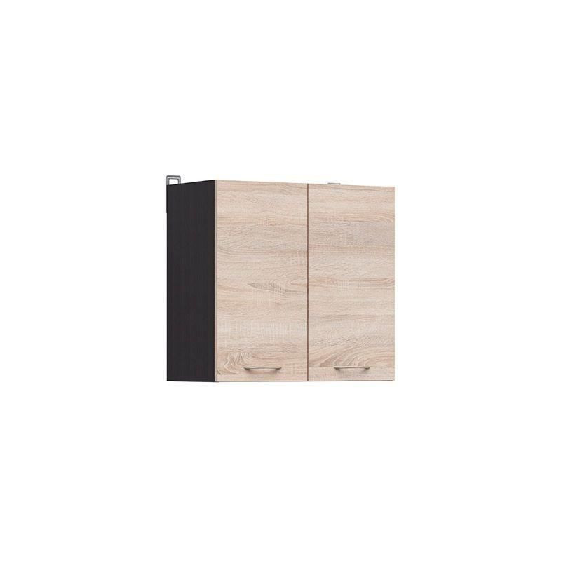 Meuble Haut Oke 2 Portes 80 Cm - Finition Chêne, Rangement Pour Salle De Bain, Entrée Ou Bureau