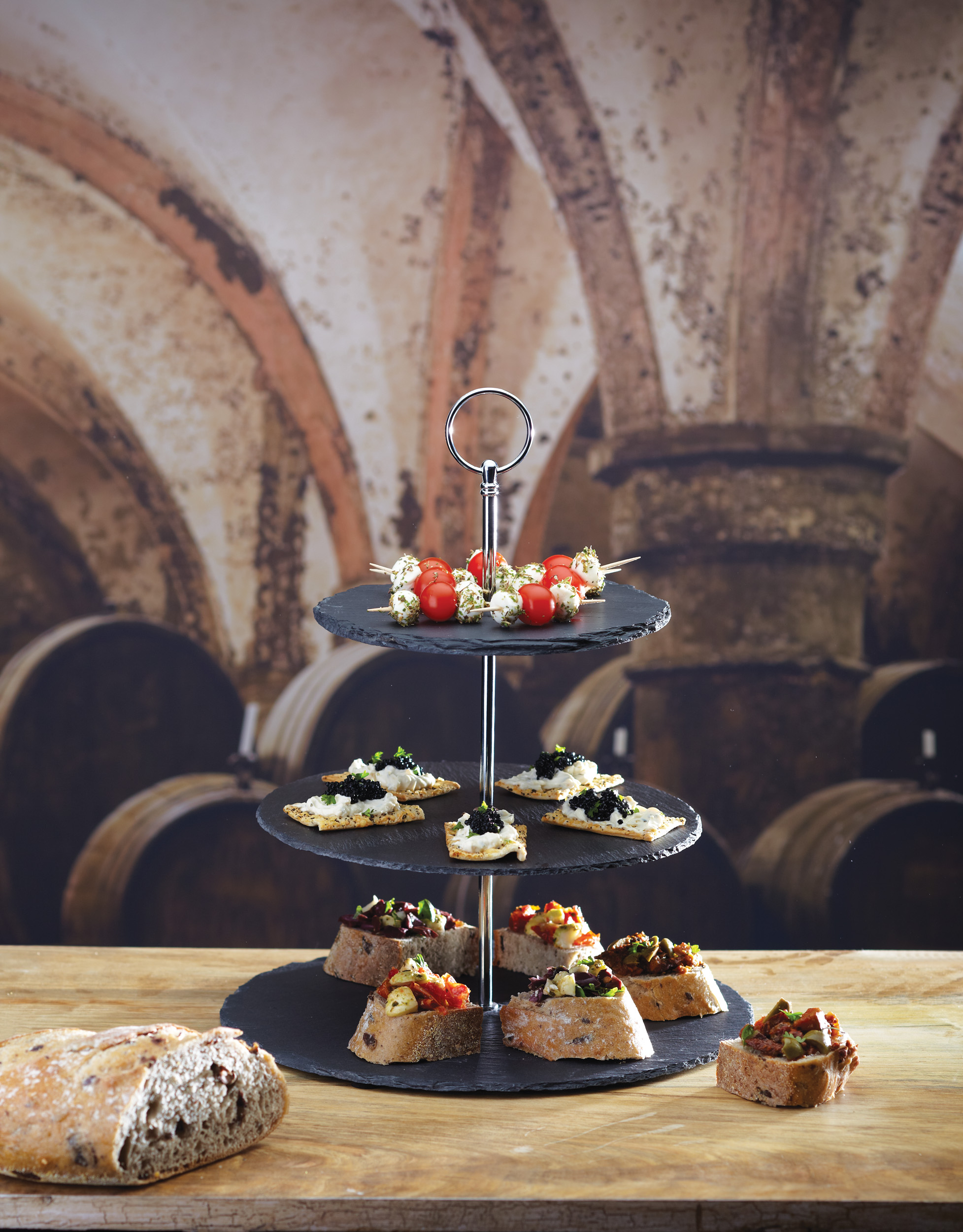 Artesà - Présentoir À Gâteaux Et Apéritifs À 3 Étages, 3 Plateaux Circulaires,