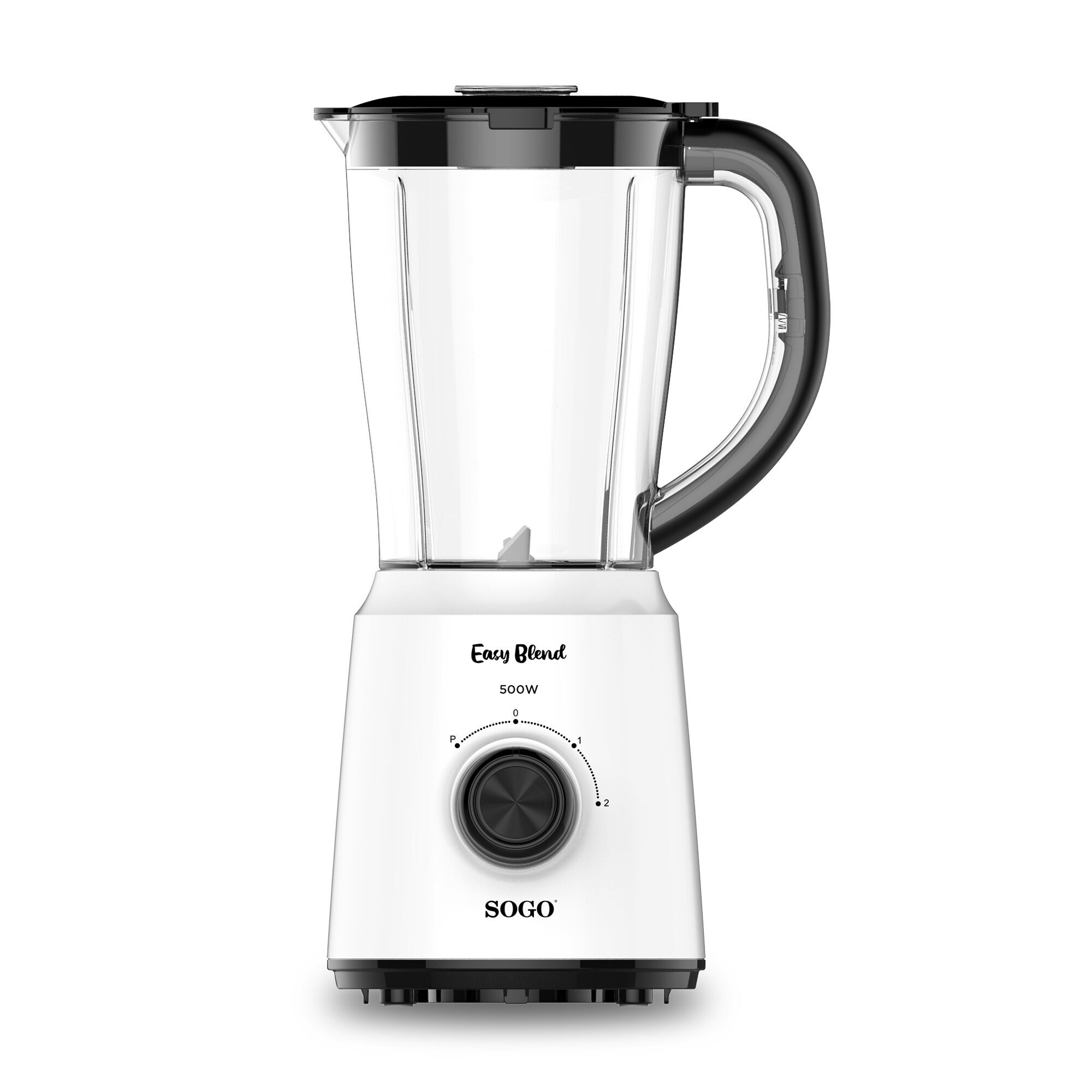 SOGO Frullatore Elettrico 500W con Contenitore Plastica 1.5L, Lame Inossidabili, Controllo Velocità e Funzione Impulso, Piedini Antiscivolo