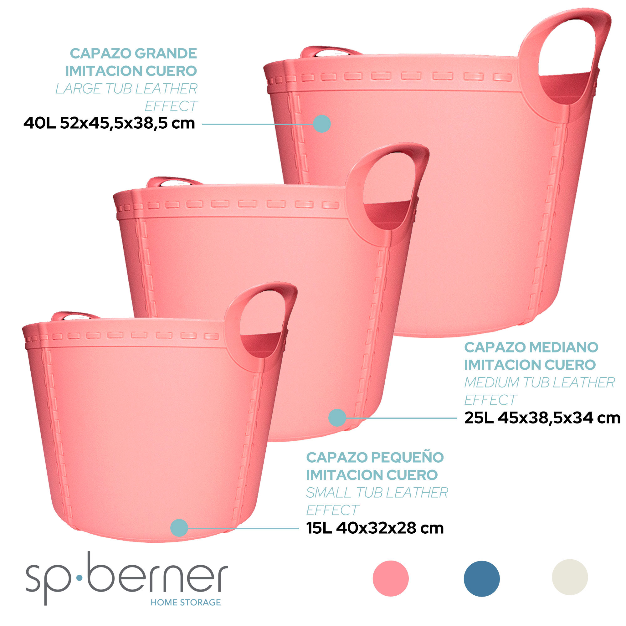 2x Panier Craft Petit 15l Rose Clair 40x32x28