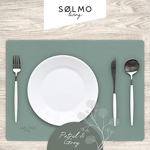 Sølmo I Set De Table En Cuir Artificiel - Lot De 4 I 44x32cm I Set Table Essuyable I Dessous De Plat Résistants À La Cha