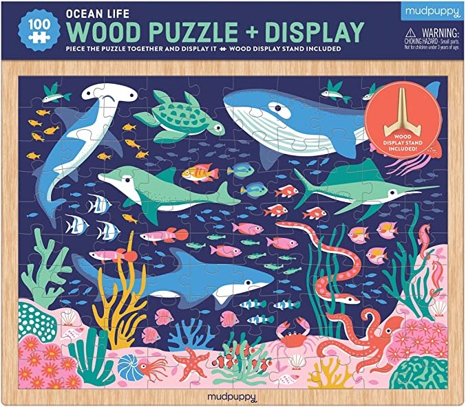 Mudpuppy Puzzle En Bois 100 Pièces + Displ/ocean Life