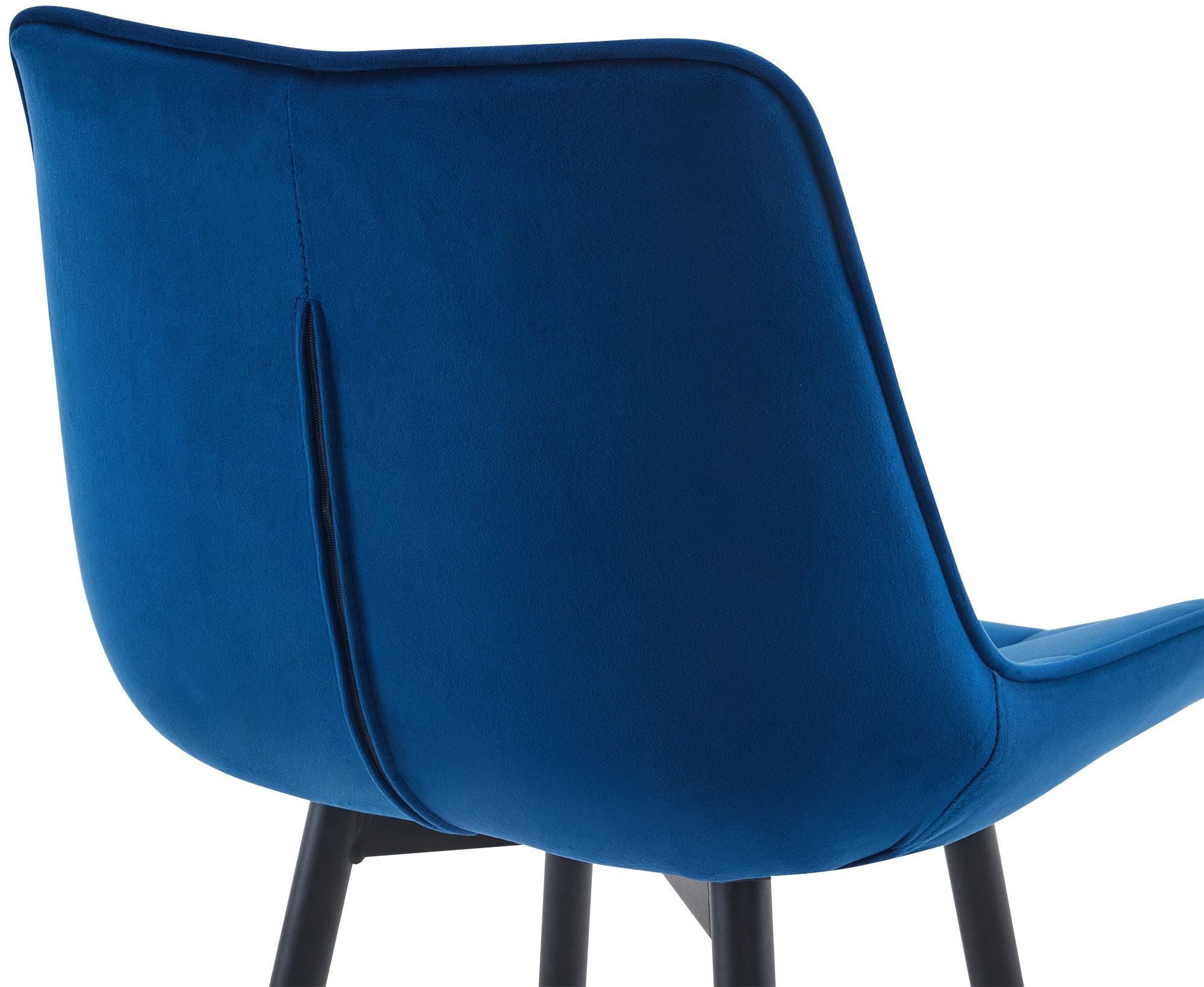 Tabouret De Bar X1 Coutures Décoratives Carrées Avec Repose-pieds En Velours Bleu Quatre Pieds 10_0006423
