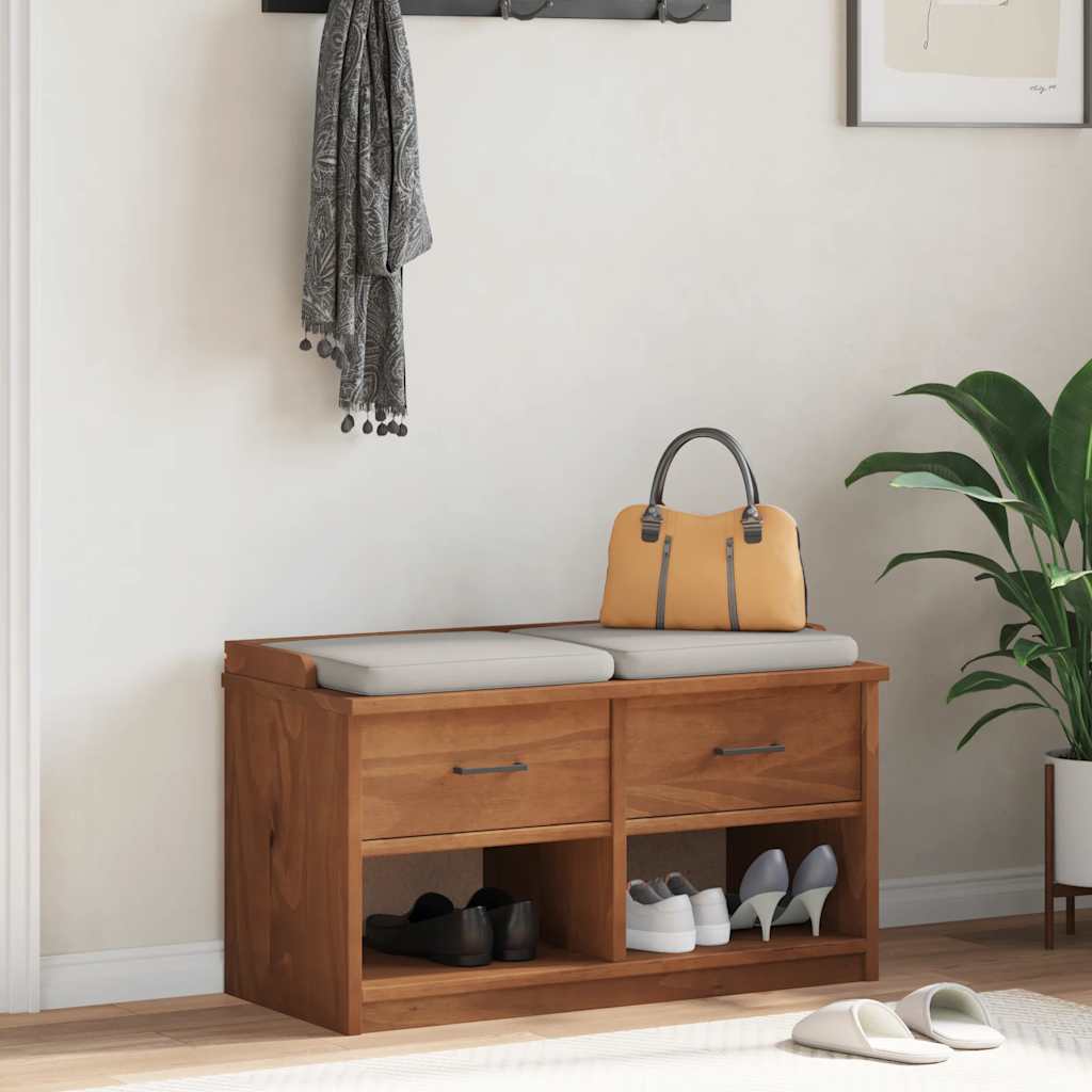 Banc De Couloir | Banc D'entrée | Meuble De Rangement Sandnes 87x40x50 Cm Bois De Pin Massif