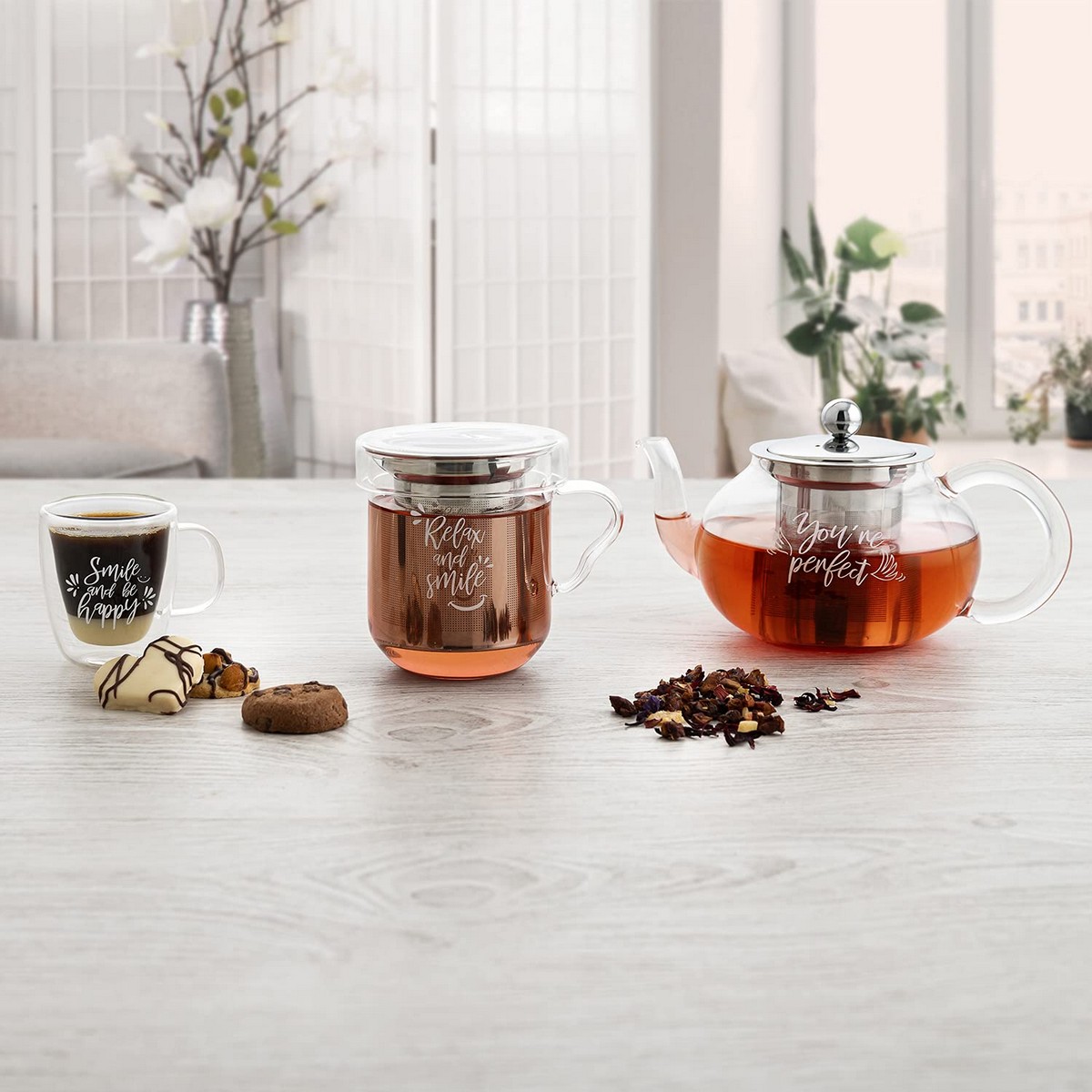 Ensemble De Tasses À Café Quid Transparent Acier Inoxydable Verre 3 Pièces (350 Ml)