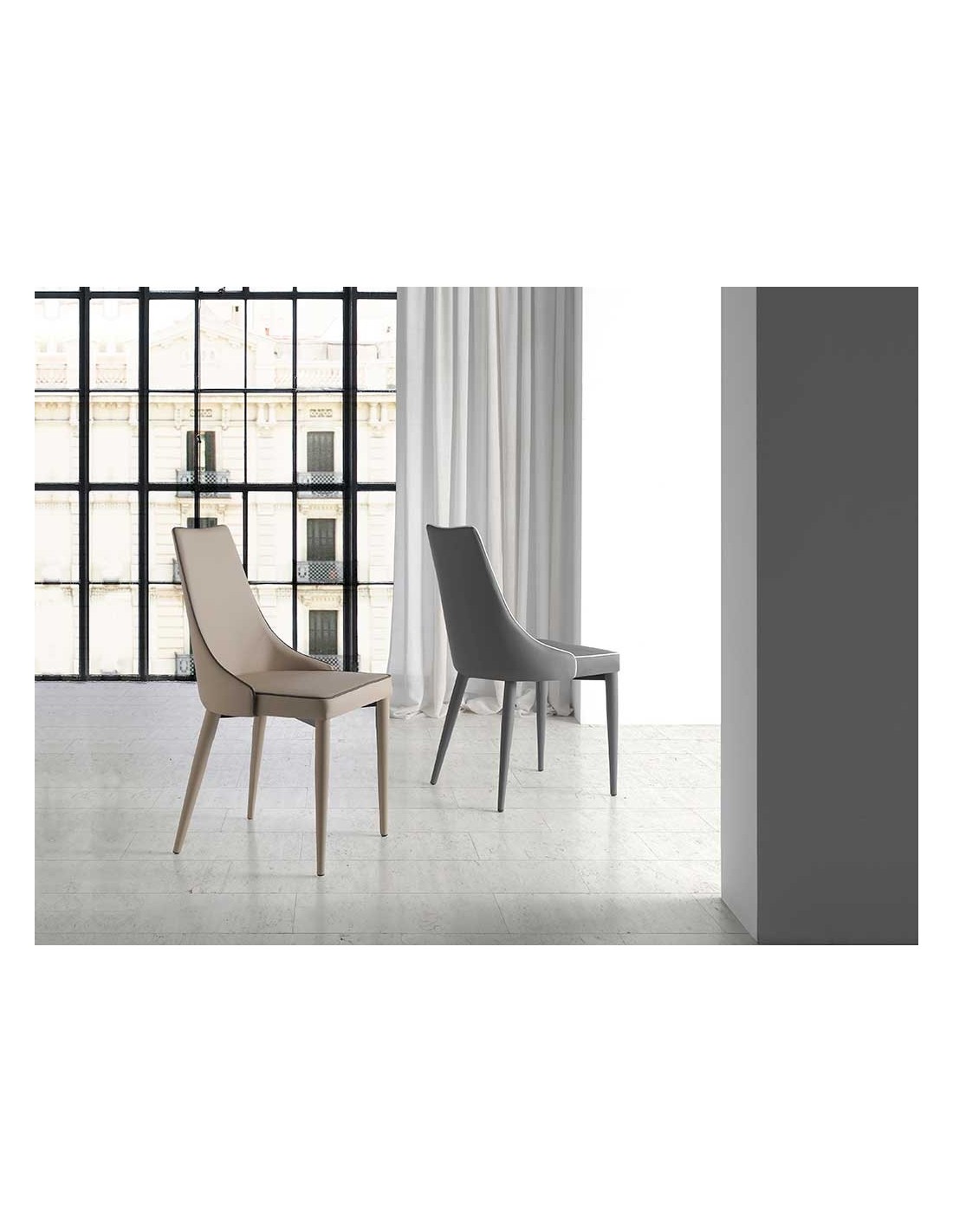 Momma Home - 2 X Chaise Polka En Simili-cuir Gris