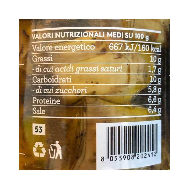 Artichauts Grillés Avec Menthe À L'huile D'olive Extra Vierge 260 Gr 