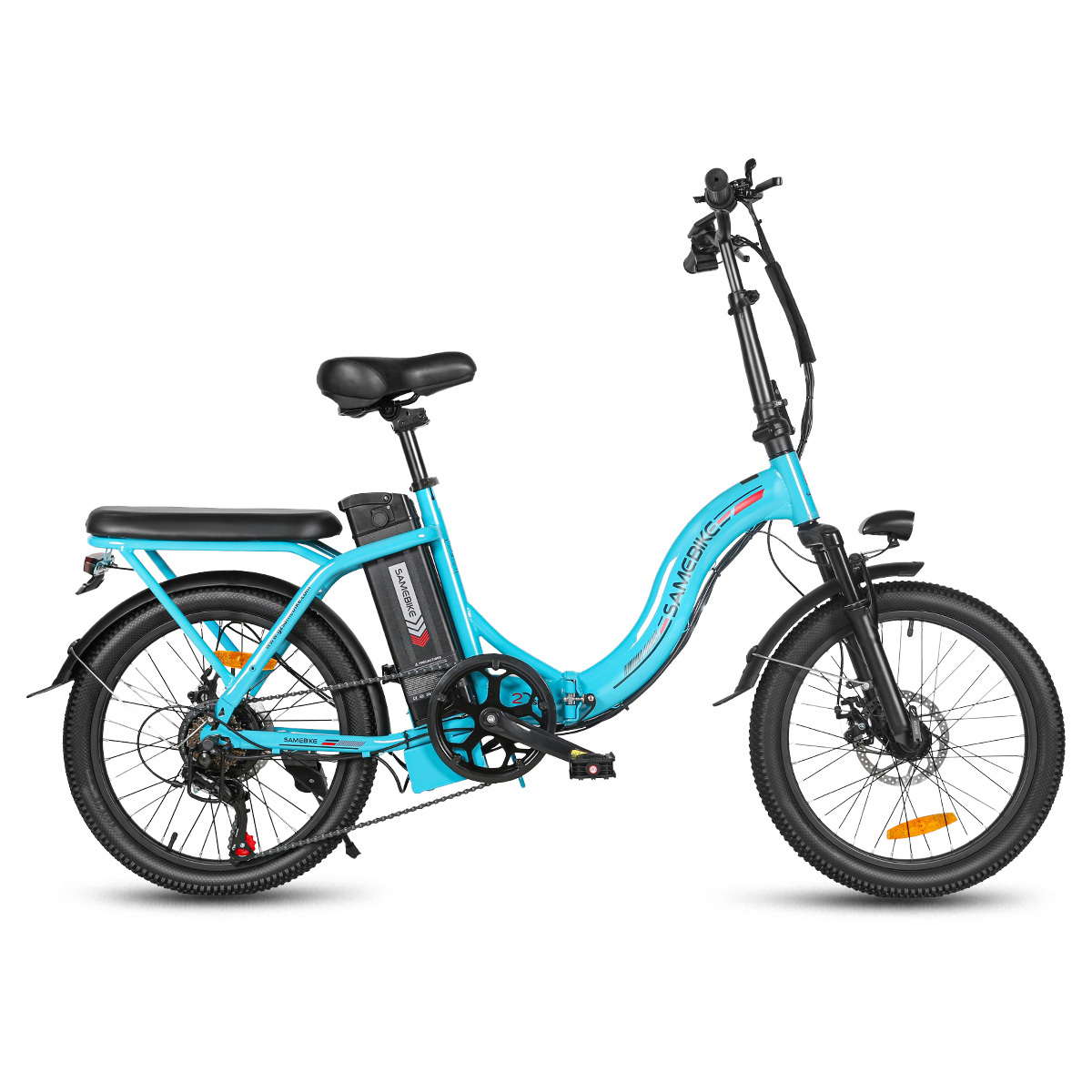 Vélo Électrique De Ville Pliable Samebike Cy20, 20 Pouces Roue À Rayons, 350 W, 36 V, 13 Ah, Bleu Lac