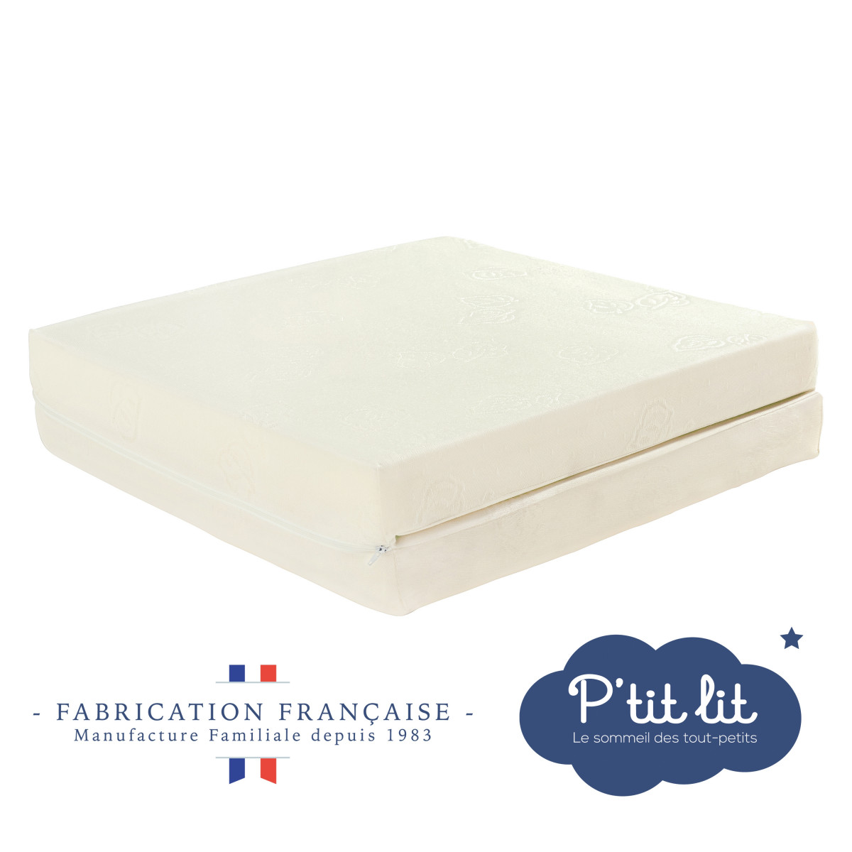 P'tit Lit - Matelas de Voyage Bébé - 60x120 cm - Pliant - Epaisseur 7