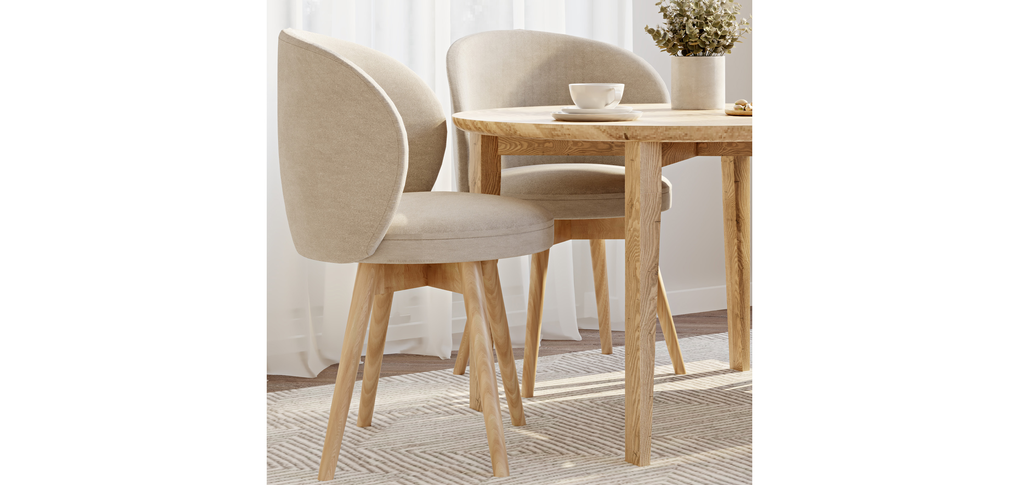 Lot De 2 Chaises En Rotin & Fausse Fourrure Chairus - Style Rétro - Bois Massif