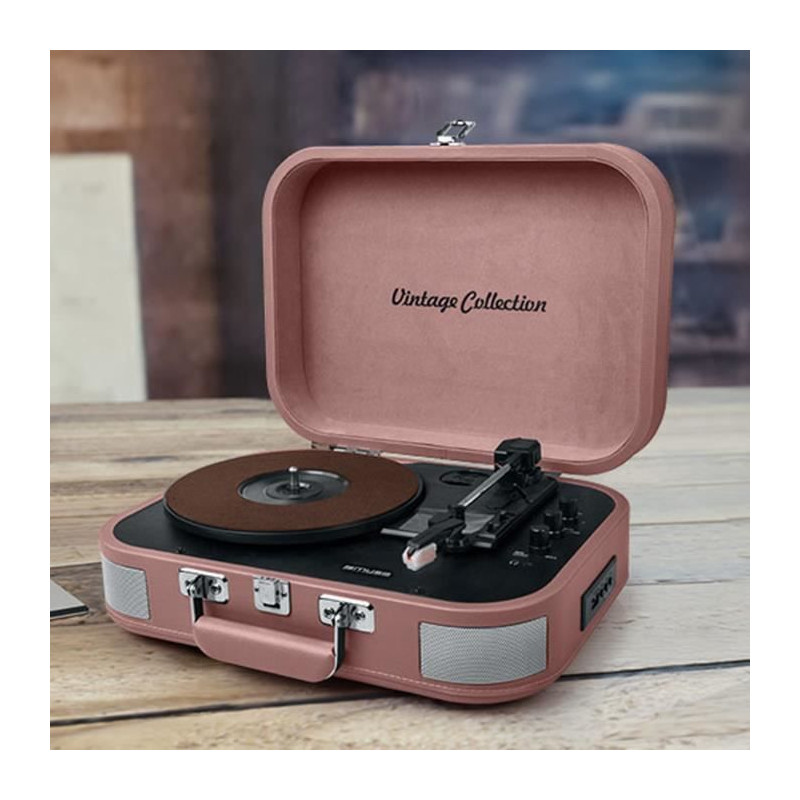 Platine Vinyle Stéréo Saumon 33 45 78 Tours Avec Enceintes Intégrées U à Prix Carrefour
