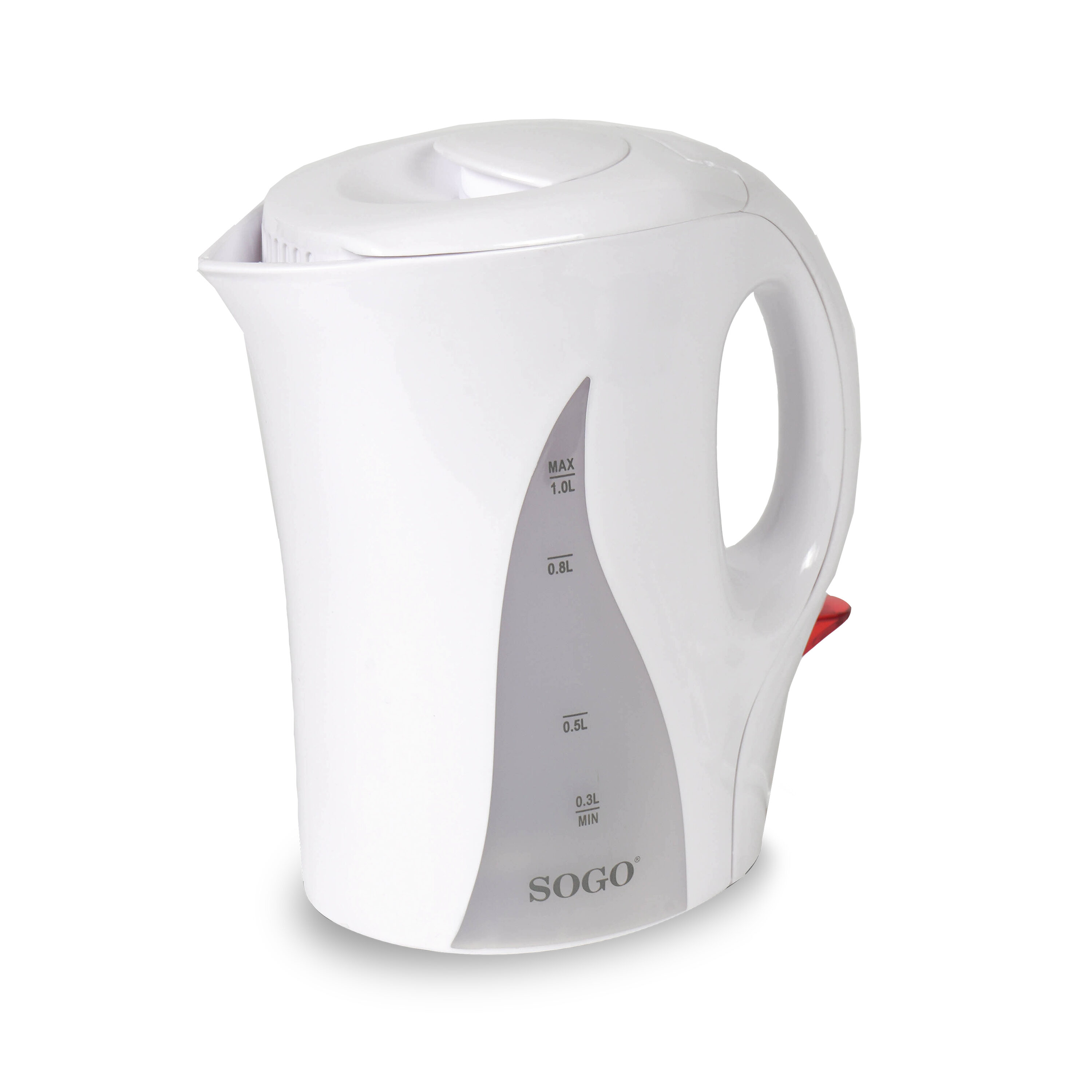 SOGO Bollitore Elettrico 1L – Plastica Resistente, 1100W, Spegnimento Automatico, Protezione Surriscaldamento, Filtro Lavabile, LED, Design Compatto