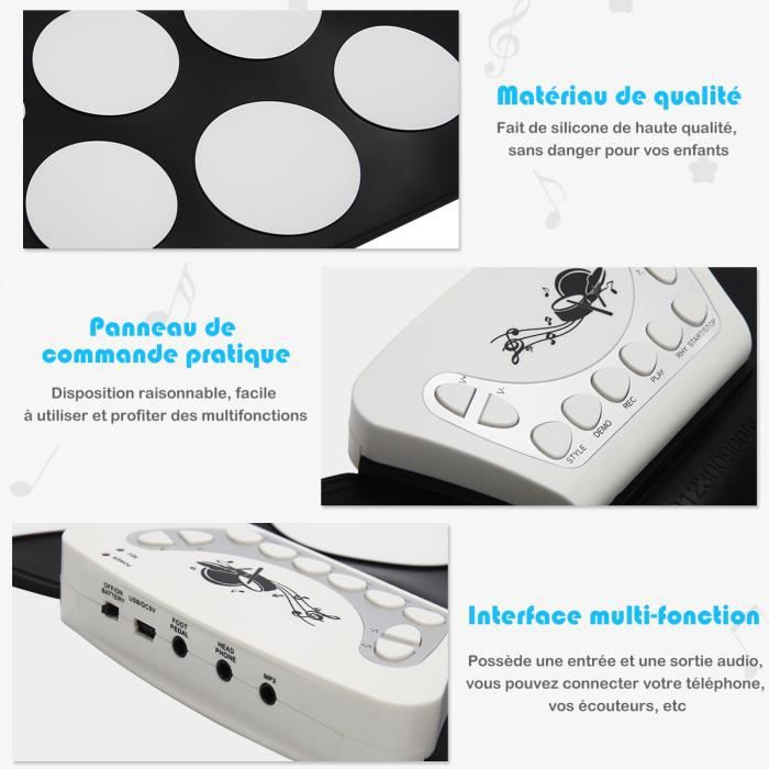 Costway Batterie Electronique Portable,roll Up Tambour Pliable Avec 10 Pads