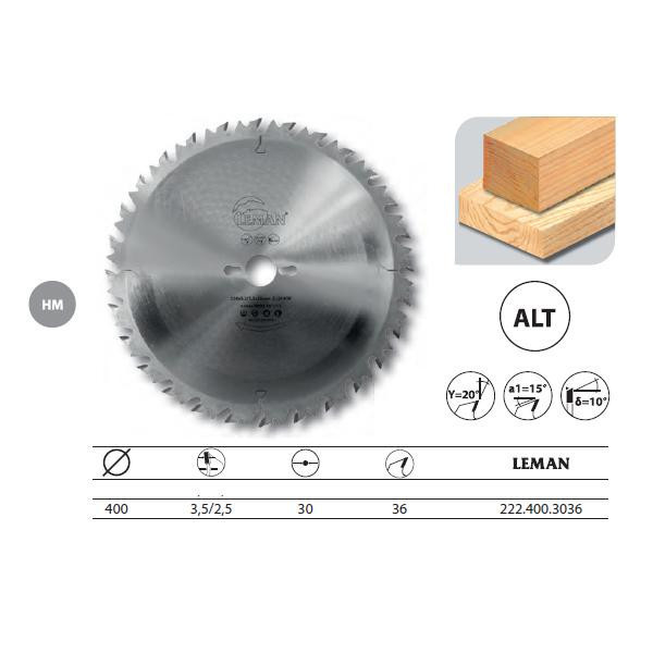 Lame Carbure Debit 400x30x36z Alt. / Anti-recul / Bois Leman