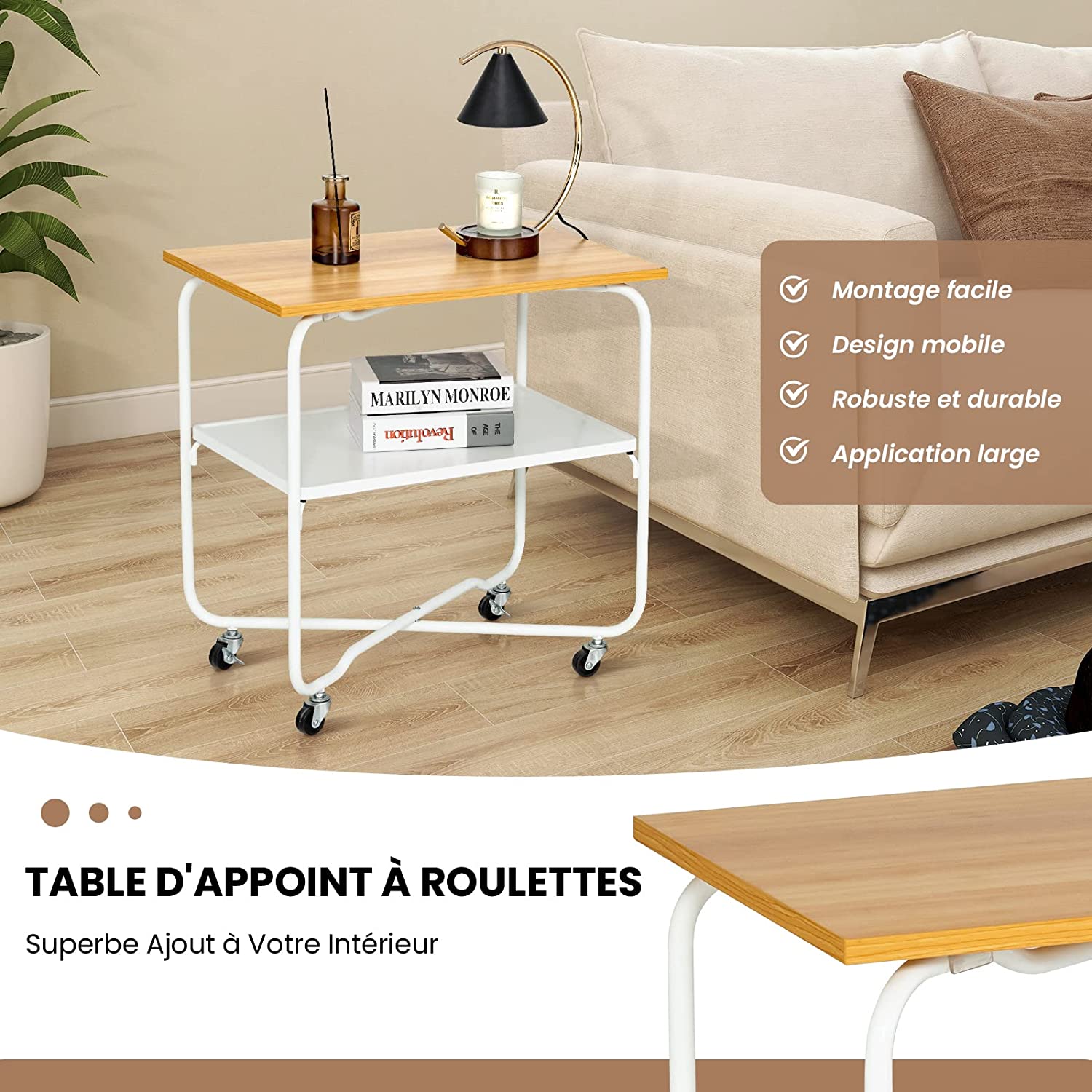 COSTWAY Table D'Appoint Bout De Canapé En Métal Et Bois Avec Cadre Metallique Table Basse 28 X 48 X 58 5 Cm Noir