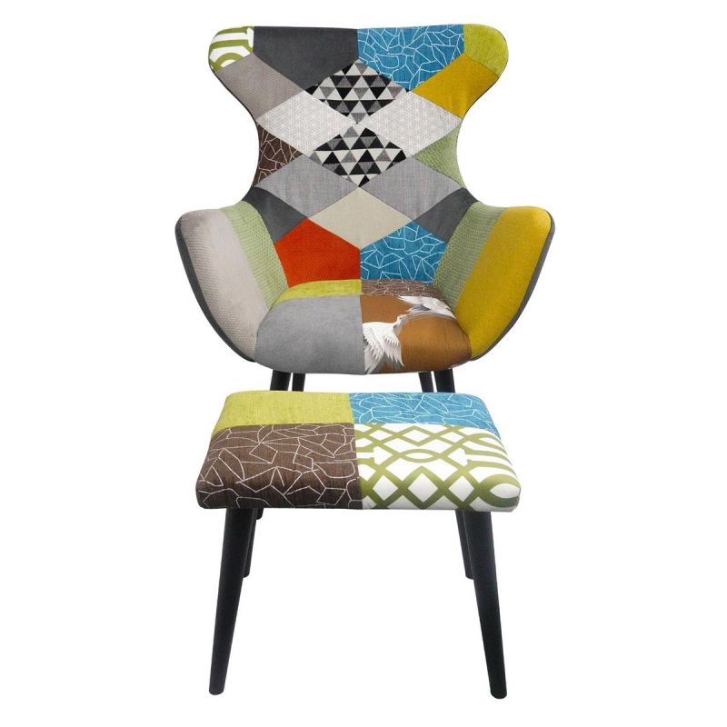 Paris Prix - Fauteuil & Pouf Patchwork "metry" 99cm Multicolore