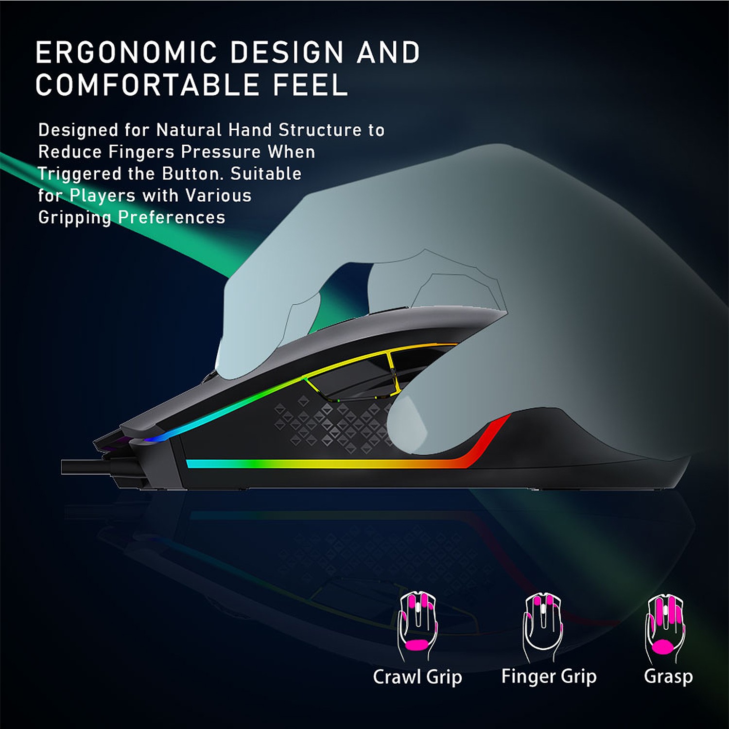 Aula F805 Souris Gamer 7 Boutons, 6400 Dpi, Optique, Usb, 7 Modes De Rétroéclairage