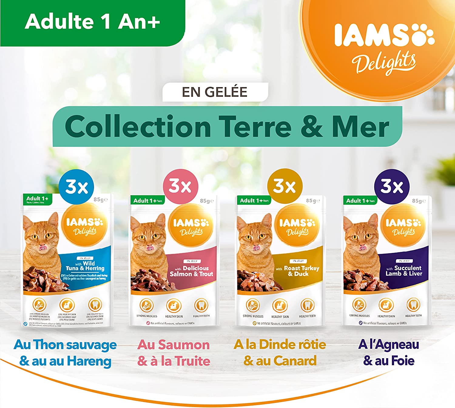 Sachets Iams Delights Chat Collection Terre Et Mer 12 Sachets X 85g