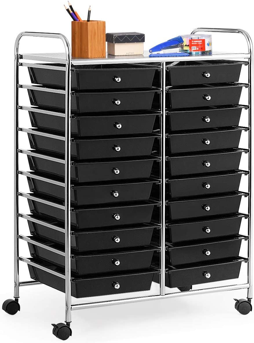 Coatway Tour De Rangement Sur Roulettes Avec 20 Tiroirs 64 X 39 X 88 Cm