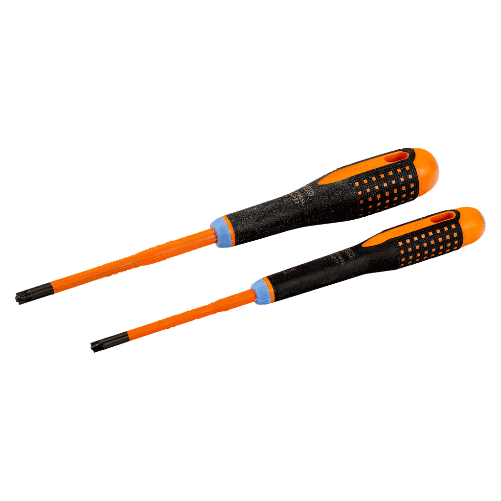 Jeu De 2 Tournevis Slim Isolés Ergo™ Lames Fines Pour Vis À Fente Et Pozidriv Be-9890sl Bahco