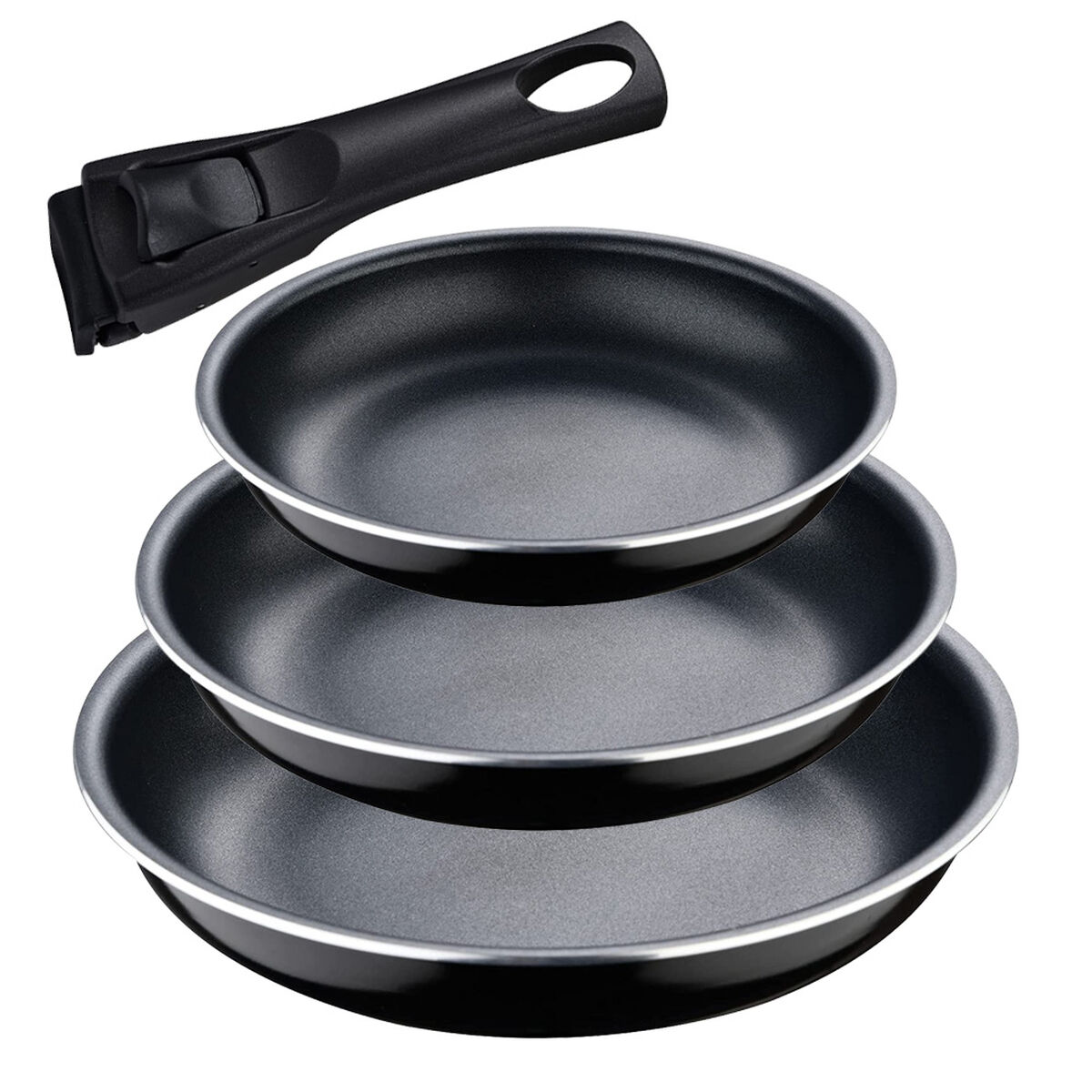 Ensemble De Poêle Bergner Click & Cook Noir Aluminium (3 Pièces)
