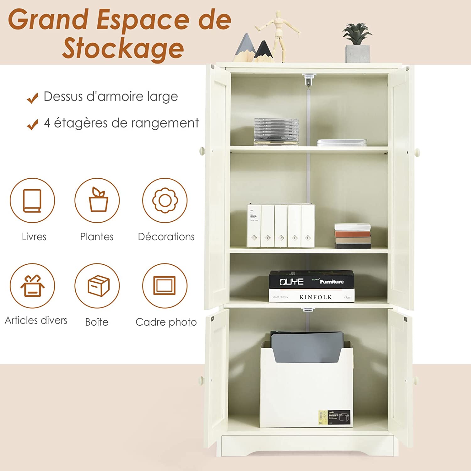 Costway Armoire De Chambre En Bois De Style Vintage Pour Rangement