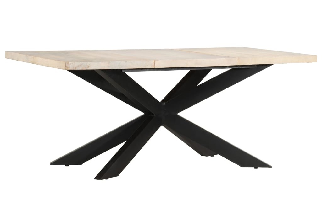 Table À Dîner 180x90x76 Cm Bois De Manguier Massif Blanchi