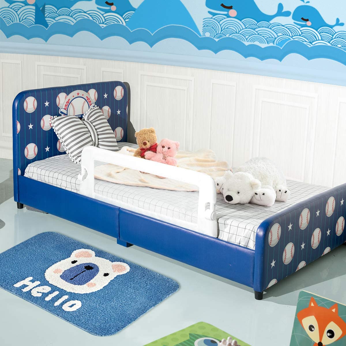Costway Barrière De Lit Pliable Et Portable Pour Enfant/bébé 150x42cm