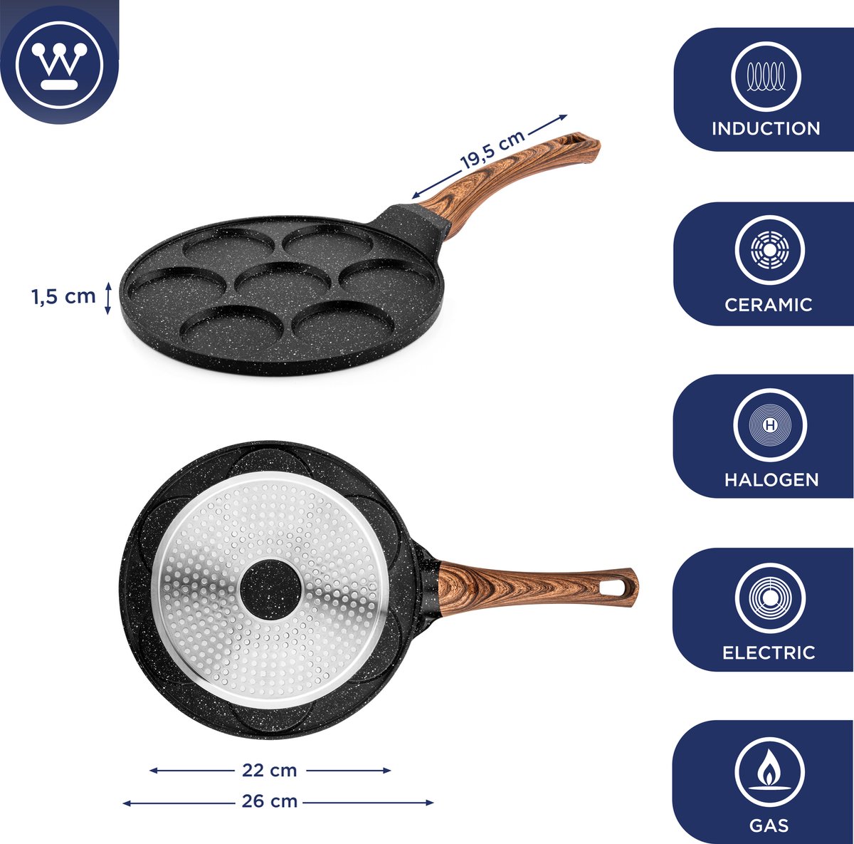Westinghouse édition Spéciale Westinghouse Sauteuse Induction 32cm - Édition Spéciale Marbre Cocotte Wok Multifonction - 5