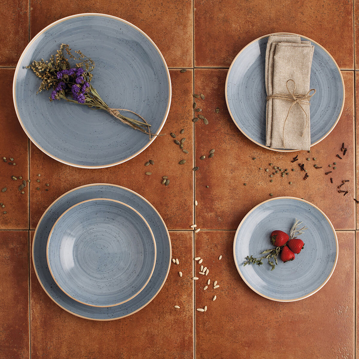 Assiette Plate Ariane Terra Triangulaire Céramique Bleu (ø 29 Cm) (6 Unités)