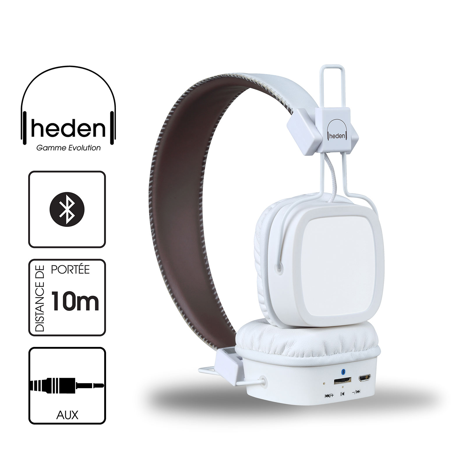 Casque Heden Evolution Bluetooth / Filaire Blanc